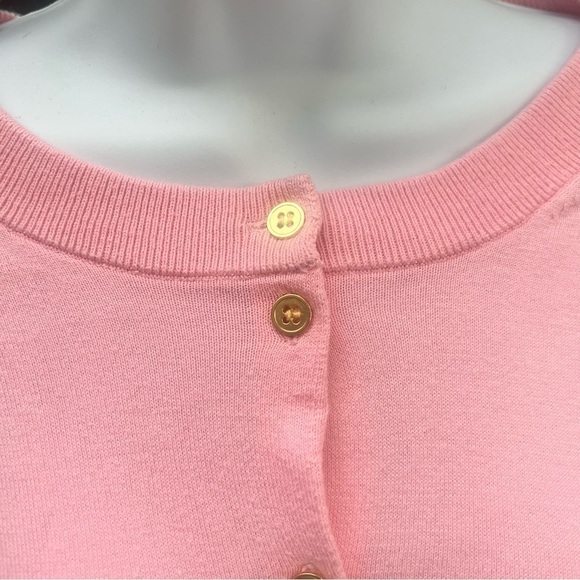 J Crew Pink Button Down Crewneck Lightweight Sweater Gold Buttons Large - Picture 5 of 6